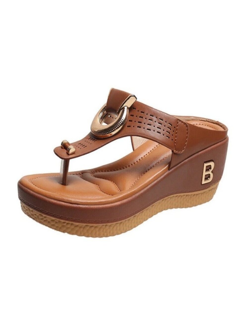 Anti-Slip Women Orthopedic Sandals Casual Beach Comfy Shoes Mid-Wedge Flip Flops - Picture 5 of 16